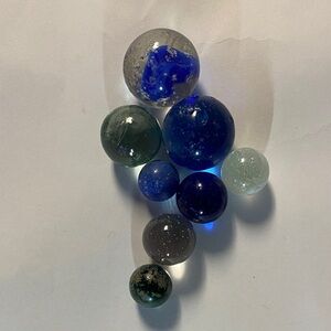 Blue and Gray Glass Marbles Set